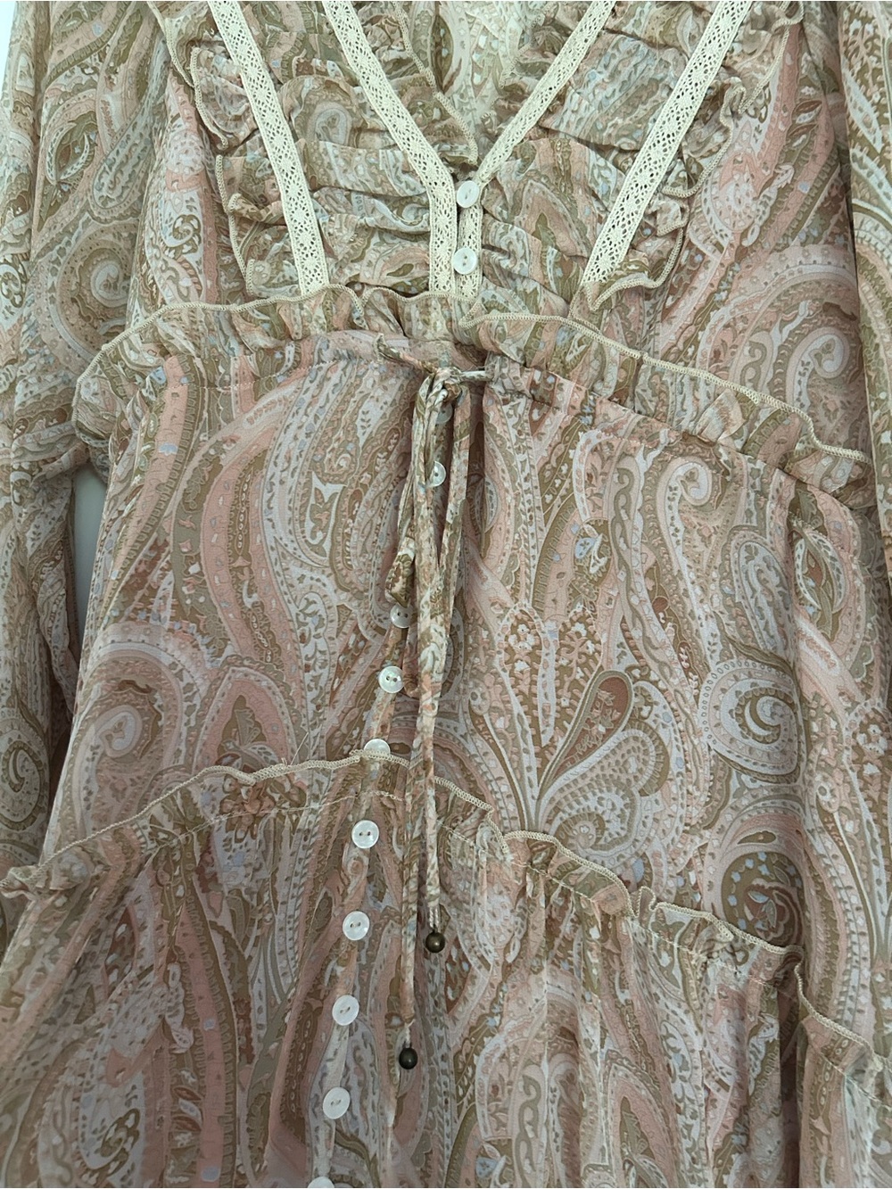 Dress Forum Beige Paisley Ruffle Maxi Dress - Picture 3 of 5